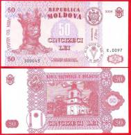 Moldova, Moldau, Moldavie, 50 Lei Banknote 2008 UNC / Crisp - Moldawien (Moldau)