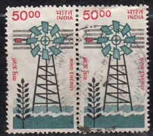 Pair, Windmill Used, Energy, 7th Series Definitive, India 2000, Renewable, Protection, - Gebruikt