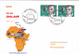 Zurich Gao Mali 1977 - Erstflug 1er Vol First Flight - Balair - Elephant Elefant - First Flight Covers