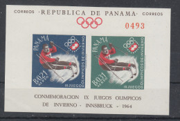Panama   -  1964. Alpine Sky. Foglietto Numerato Non Dentellato. Numbered Imperforated Rare  MNH Sheet - Winter 1964: Innsbruck