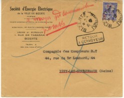 N°223 Sur  Lettre  De Bizerte Du 30-7-40  Pour Issy Les Moulineaux (retour à L'envoyeur) - Covers & Documents