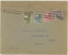 N°121+122+124+125 Sur Lettre De Tunis Du 7-10-27 Pour Detroit (Michigan) - Briefe U. Dokumente