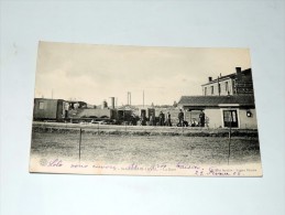 Carte Postale Ancienne : SAINT-GERMAIN LAVAL : La Gare , Avec Personnes Et Train, En 1906 , PLAN TRES RARE - Saint Germain Laval