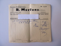 FACTURE Anciens établissement R. MERTENS (M1414) POELERIE, ESSO-GAS (2 Vues) Rue Louis Coenen 4 St Gilles 6 - 1950 - ...