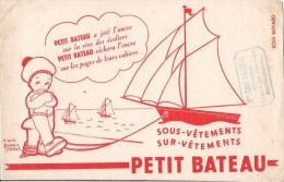 BUVARD PETIT BATEAU D'APRES BEATRICE MALLET CACHET LOUIS ROUGIER MERCERIE A RUFFEC CHARENTE - Kleidung & Textil