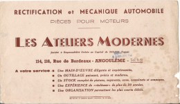 RARE BUVARD RECTIFICATION ET MECANIQUE AUTOMOBILE LES ATELIERS MODERNES A ANGOULEME CHARENTE - Automóviles