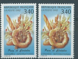 Variété : N° 2757 Pains Et Céréales Brun-jaune Au Lieu De Brun + Normal  ** - Unused Stamps