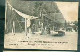 L'aviation Aux Grandes Manoeuvres Du Sud Ouest , Montage D'un Biplan Farman  Traces D'humidité )    - Eau60 - Manöver