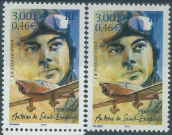 Variété : N° 3337 Antoine De Saint-Exupéry Fond Jaune Au Lieu D'orange + Normal  ** - Unused Stamps