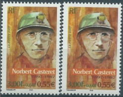 Variété : N° 3347 Casteret  Visage Jaune Au Lieu De Brun + Normal  ** - Unused Stamps