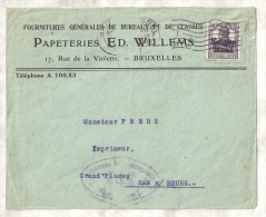 Enveloppe à En-tête Des PAPETERIES ED. WILLEMS à BRUXELLES Vers M. Frère, IMPRIMEUR à HAM-SUR-HEURE, 1918 - Printing & Stationeries