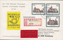 Germany DDR Postal Stationery Ganzsache Einschreiben & Eilsendung EXPRESS Labels WERMSDORF 1985 Mophila - Naposta - Enveloppes - Oblitérées