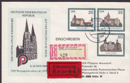 Germany DDR Postal Stationery Ganzsache Einschreiben & Eilsendung EXPRESS Labels WERMSDORF 1985 Philatelia Hamburg '85 - Covers - Used