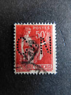FRANCE C N° 283 C*N 306  Perforé Perforés Perfins Perfin Superbe !! - Used Stamps
