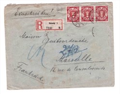 DANZIG 19-3-1925 Registered Mail From Danzig 1 To Marseille With 3 X 20 Pf  Michel N° 196 Very Fine - Briefe U. Dokumente