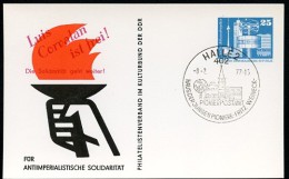 DDR PP17 B1/004 Privat-Postkarte LUIS CORVALAN Sost. Pionierpostamt Halle 1977  NGK 4,00 € - Private Postcards - Used