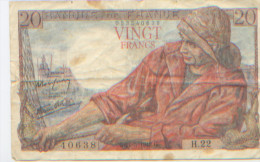 Billet De Banque, Banknote, Biglietto Di Banca, Bankbiljet, Banque De France, Vingt Francs Pêcheur, 1942, Bon état - 20 F 1942-1950 ''Pêcheur''