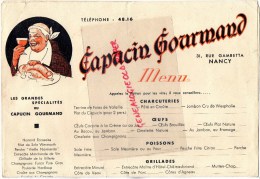 54 - NANCY - BEAU MENU CAPUCIN GOURMAND -31 RUE GAMBETTA - Menus