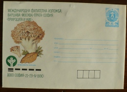 BULGARIE CHAMPIGNONS, CHAMPIGNON, MUSHROOM, Setas. 1 Entier Postal Emis En 1990. Neuf - Hongos