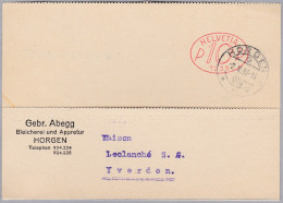 CH Firmenfreistempel 1936-05-02 Horgen  "P10P #1239" Auf Karte - Affranchissements Mécaniques