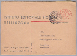 CH Firmenfreistempel 1936-07-28 Bellinzona  "P20P #1312" Auf Brief Mit Inhalt - Frankiermaschinen (FraMA)