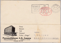 CH Firmenfreistempel 1944-11-03 Luzern 2 "P10P" #1293 Auf Karte - Postage Meters
