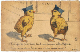 Poussins  Militaires     Lot 2 Cartes  MD  Modèle Déposé - Geklede Dieren