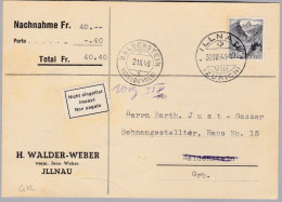 Heimat CH ZH ILLNAU 1946-08-30 Auf Nachnahme Auf Nachnahme Karte - Storia Postale