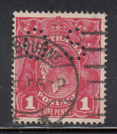 Australia Used SG #O54f 1p George V, Rosine Die II Puncture: Type O2 - Dienstzegels