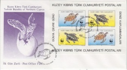 Northern Cyprus 1992 Turtles M/s FDC (F2524) - Brieven En Documenten