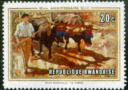 RWANDA, REPUBBLICA DEL RWANDA, ARTE, PITTURA, BONNEVALLE, 1969, FRANCOBOLLO USATO - Gebraucht