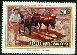 RWANDA, REPUBBLICA DEL RWANDA, ARTE, PITTURA, BONNEVALLE, 1969, FRANCOBOLLO USATO - Usados