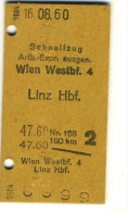 Biglietto Ferroviario Wien - Linz 1960 - Europa