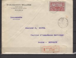 Nouvelle Calédonie - N° 103  Obli/sur Lettre Recommandée De Nouméa Pour Bordeaux - 1936 - Cartas & Documentos