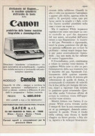 1967 - Calcolatrice CANON (modello CANOLA 130) - 1 P. Pubblicità Cm.13 X18 - Autres Appareils