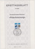 POLAR RESEARCH Polarforschung RECHERCHE POLAIRE ARKTICA ANTARKTICA  BRD GERMANY 1981 MI 1100  FDC ERSTAGSBLATT - Research Programs