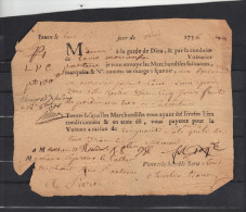 8/8/ 1756 Lettre De Voiture De ROUEN Pour Paris Rue St Antoine - ... - 1799