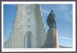 Iceland / Island - Statue Von Leif Eriksson Hallgrimskirche, Hallgrims Church, Eglise, Reykjavik  PC - Islanda