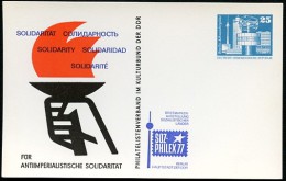 DDR PP17 C2/002 Privat-Postkarte SOLIDARITÄT SOZPHILEX Berlin 1977 NGK 3,00 € - Cartoline Private - Nuovi
