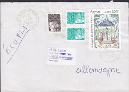 France ESCAUDAIN (Nord) 2001 Cover Lettre To MOEHNESEE Germany 3x Marianne De14 Juillet & Amaureux Valence - 1997-2004 Marianne Of July 14th