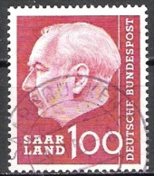 Saarland1957 MiNr. 398 O Gest..Bundespräsident Theodor Heuss (2043  ) - Usados