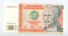 Billet De Banque, Banknote, Biglietto Di Banca, Bankbiljet, Pérou, Peru, 50 Cincuenta Intis, 1987, N. De Pierola, NEUF - Perú