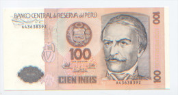 Billet De Banque, Banknote, Biglietto Di Banca, Bankbiljet, Pérou, Peru, 100 Cien Intis, 1987, Ramon Castilla, NEUF - Perú