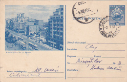 1485A TRAM,TRAMWAY,POSTCARD STATIONERY1956,SENT TO MAIL,ROMANIA. - Tranvie