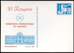 DDR PP17 D1/001 Privat-Postkarte FIP-Kongress SCHLOSS SCHÖNBRUNN WIEN 1981  NGK 4,00 € - Cartes Postales Privées - Neuves