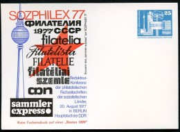 DDR PP17 D2/003c Privat-Postkarte SOZPHILEX REDAKTEURKONFERENZ Berlin 1977 NGK 4,00 € - Cartes Postales Privées - Neuves