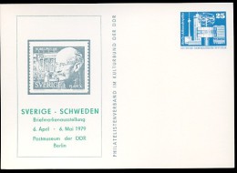 DDR PP17 D2/004 Privat-Postkarte AUSSTELLUNG SCHWEDEN Berlin 1979 NGK 4,00 € - Cartes Postales Privées - Neuves