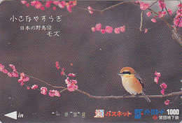 Carte Prépayée Japon - Série OISEAUX 12/16 - OISEAU - PIE GRIECHE - BIRD Japan Prepaid Card - VOGEL Metro Karte - 3561 - Passereaux