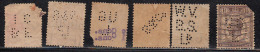 5 Diff., Perfins, Perfin, Great Britain Used KG V Series, - Perforiert/Gezähnt