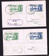 Two Registered Covers To UK  1946 Victory Set - From Nabouwalu And Ba - Fiji (...-1970)